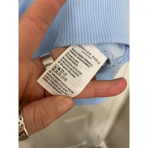 American Eagle NWT Oversized Thunderbird Graphic Sweatshirt Blue Sz Small MP $60 - Picture 5 of 14